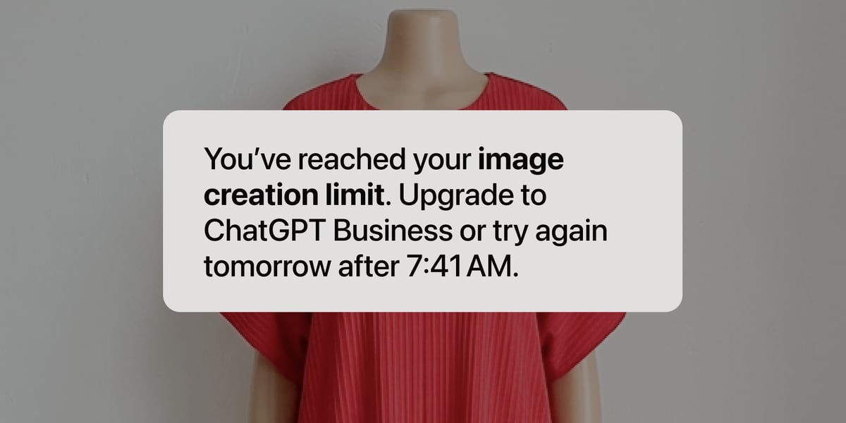 ChatGPT image creation limit for fashion product photos